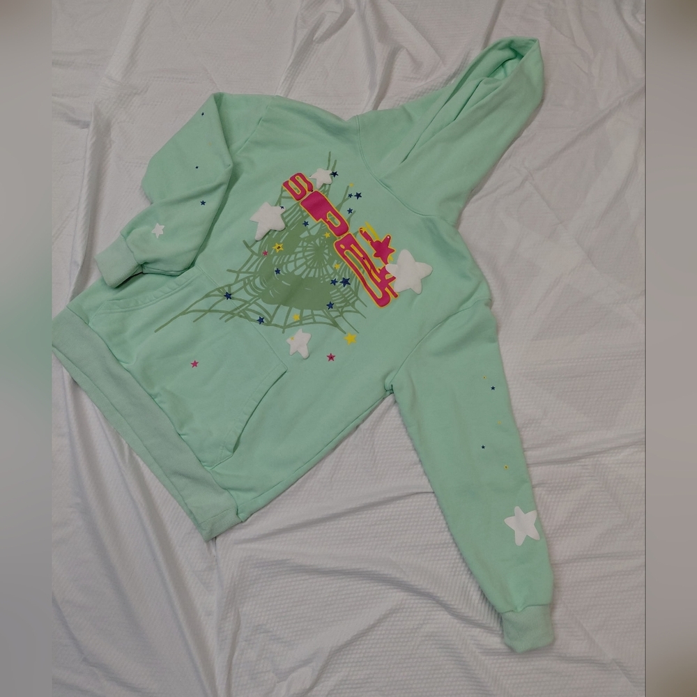 Mint Green Sp5der Hoodie